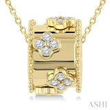 1/6 Ctw Clover Motif Round Cut Diamond Bead Bijoux Rondelle Fashion Pendant With Chain in 14K Yellow Gold
