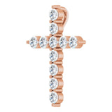 14K Rose Gold 3/8 CTW Natural Diamond Cross Pendant