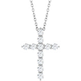 14K White Gold 3/8 CTW Natural Diamond Cross 16-18" Necklace
