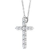 Platinum 3/8 CTW Natural Diamond Cross 16-18" Necklace