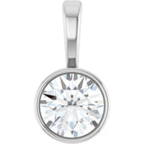 14K White Gold 1/4 CT Natural Diamond Bezel-Set Solitaire Pendant