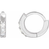 Sterling Silver .05 CTW Natural Diamond Hinged 8 mm Hoop Earrings