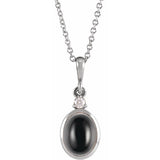 Platinum 6x4 mm Natural Black Onyx & .015 CT Natural Diamond 16-18" Necklace
