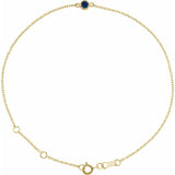 14K Yellow Gold Natural Blue Sapphire Bezel-Set Solitaire 6 1/2-7 1/2" Bracelet