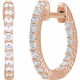14K Rose Gold 1/2 CTW Natural Diamond Inside-Outside Hinged 14.5 mm Hoop Earrings