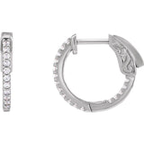 14K White Gold 1/3 CTW Natural Diamond Inside-Outside 15.5 mm Hinged Hoop Earrings