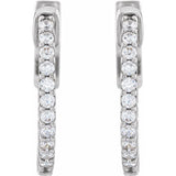 14K White Gold 1/3 CTW Natural Diamond Inside-Outside 15.5 mm Hinged Hoop Earrings