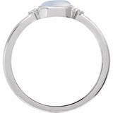 14K White Gold Natural Rainbow Moonstone & .03 CTW Natural Diamond Ring