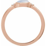 14K Rose Gold Natural Rainbow Moonstone & .03 CTW Natural Diamond Ring