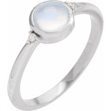 Platinum Natural Rainbow Moonstone & .03 CTW Natural Diamond Ring
