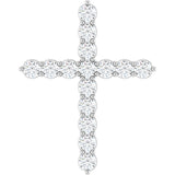 14K White Gold 3/4 CTW Natural Diamond Cross Pendant