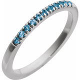 14K White Gold Natural London Blue Topaz Stackable Ring
