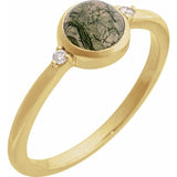 14K Yellow Gold Natural Moss Agate & .03 CTW Natural Diamond Ring