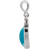 Sterling Silver 12x10 mm Natural Turquoise & .03 CT Natural Diamond Cabochon Pendant