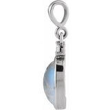Sterling Silver 10x8 mm Natural Rainbow Moonstone & .03 CT Natural Diamond Cabochon Pendant