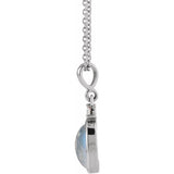 Platinum 5x3 mm Natural Rainbow Moonstone & .03 CT Natural Diamond 16-18" Necklace