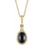 14K Yellow Gold 10x8 mm Natural Black Onyx & .03 CT Natural Diamond 16-18" Necklace