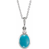 Platinum 10x8 mm Natural Turquoise & .03 CT Natural Diamond 16-18" Necklace