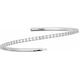 14K White Gold 2 CTW Natural Diamond  Flexible Bangle 7" Bracelet