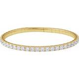 14K Yellow Gold 3 CTW Natural Diamond  Flexible Bangle 7" Bracelet
