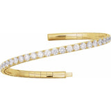14K Yellow Gold 3 CTW Natural Diamond  Flexible Bangle 7" Bracelet