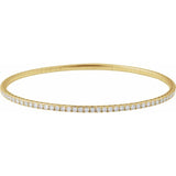 14K Yellow Gold 1 CTW Lab-Grown Diamond  Flexible Bangle 7" Bracelet