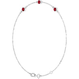 14K White Gold Natural Ruby Bezel-Set Three-Stone 6 1/2-7 1/2" Bracelet