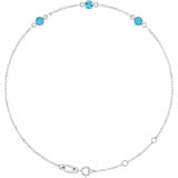 14K White Gold Natural Aquamarine Bezel-Set Three-Stone 6 1/2-7 1/2" Bracelet