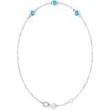 14K White Gold Natural Aquamarine Bezel-Set Three-Stone 6 1/2-7 1/2" Bracelet