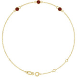 14K Yellow Gold Natural Mozambique Garnet Bezel-Set Three-Stone 6 1/2-7 1/2" Bracelet