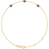 14K Yellow Gold Lab-Grown Alexandrite Bezel-Set Three-Stone 6 1/2-7 1/2" Bracelet