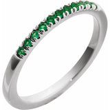 14K White Gold Natural Emerald Stackable Ring