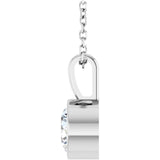 Sterling Silver 3/4 CT Natural Diamond Bezel-Set Solitaire 16-18" Necklace