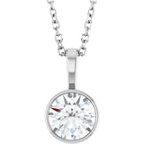 Platinum 5/8 CT Lab-Grown Diamond Bezel-Set Solitaire 16-18" Necklace