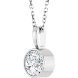 14K White Gold 5/8 CT Lab-Grown Diamond Bezel-Set Solitaire 16-18" Necklace