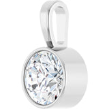 14K White Gold 9/10 CT Natural Diamond Bezel-Set Solitaire Pendant