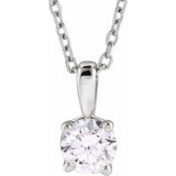 14K White Gold 2 CT Natural Diamond 18" Necklace