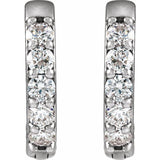 Platinum 1/4 CTW Natural Diamond Hinged 12.5 mm Hoop Earrings