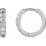 Sterling Silver 1/4 CTW Lab-Grown Diamond Hinged 12.5 mm Hoop Earrings