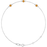 Sterling Silver Natural Citrine Bezel-Set 3-Stone 6 1/2-7 1/2" Bracelet