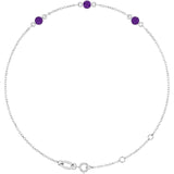 Sterling Silver Natural Amethyst 6 1/2-7 1/2" Bracelet