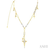 3/8 Ctw Star Shape Paperclip Round Cut Diamond Fashion Necklace in 14K Yellow and White Gold