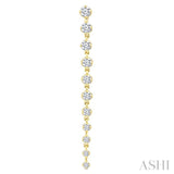 1 Ctw Graduated Round Cut Diamond Long Earrings in 14K Yellow Gold