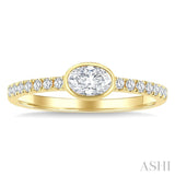 1/2 Ctw Luna Bezel East-West Oval Cut and Round Cut Diamond Ring in 14K Yellow Gold