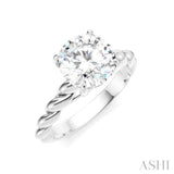 1/20 Ctw Akari Circular Shape Rope Shank Round Cut Diamond Semi Mount Engagement Ring in 14K White Gold