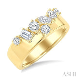 3/4 Ctw Mixed Diamond Cut Fashion Band in 14K Yellow Gold
