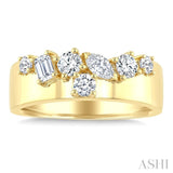 3/4 Ctw Mixed Diamond Cut Fashion Band in 14K Yellow Gold