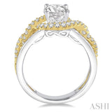 1/2 Ctw Round Cut Diamond Semi-Mount Engagement Ring in 14K White and Yellow Gold