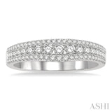 1/2 Ctw Triple Row Round Cut Diamond Wedding Band in 14K White Gold