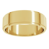 14K Yellow Gold 6 mm Stepped-Edge Flat Band Size 8